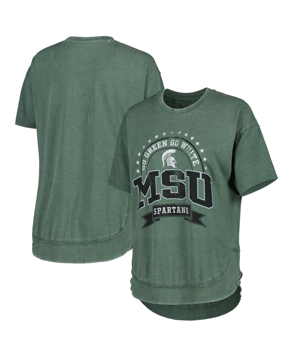 Shop Pressbox Women's  Heather Green Distressed Michigan State Spartans Vintage-like Wash Poncho Captain T