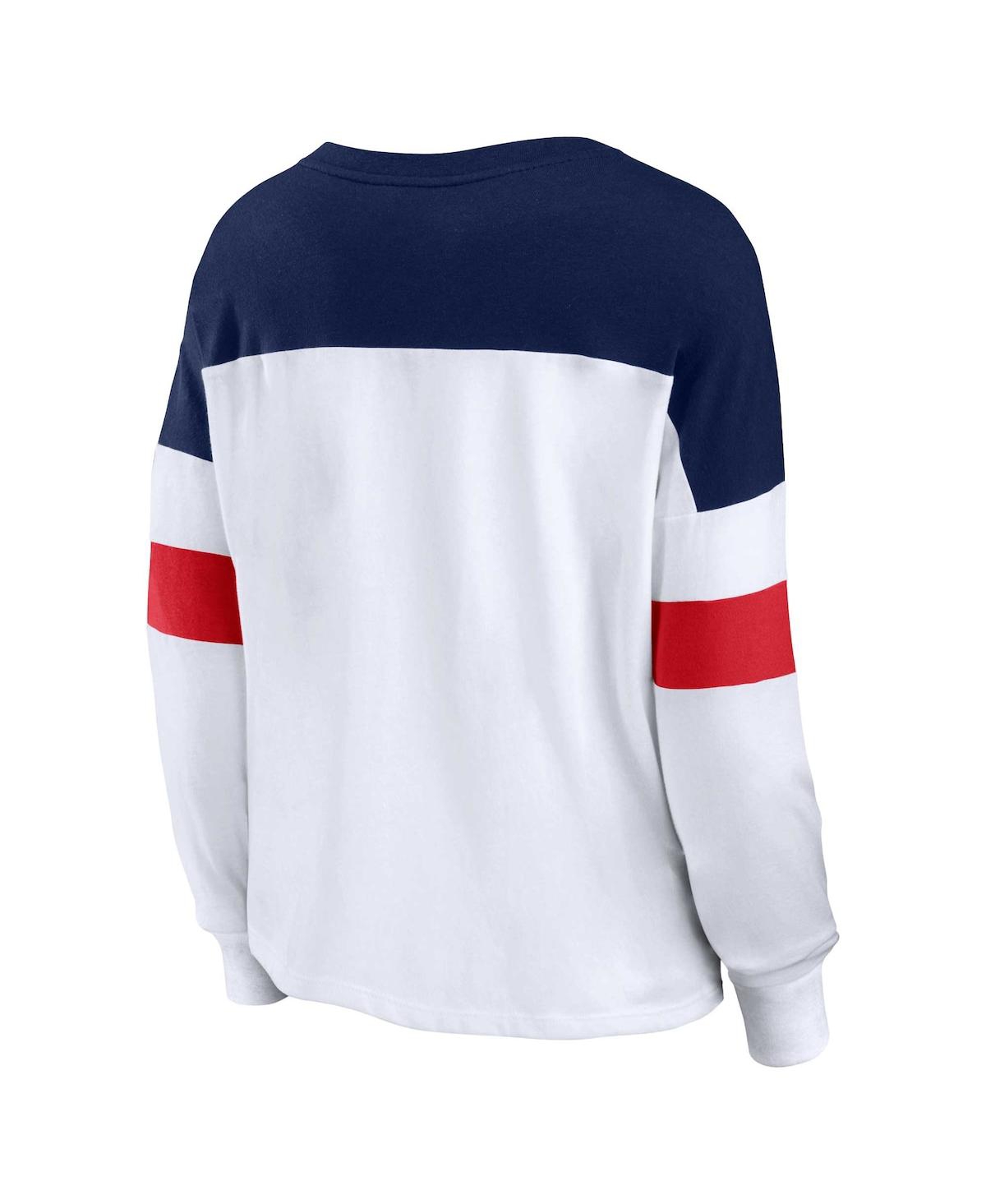 Fanatics Women's  Branded White, Black Cincinnati Bengals Even Match Long Sleeve Lace-up V-neck T-shi In White,navy