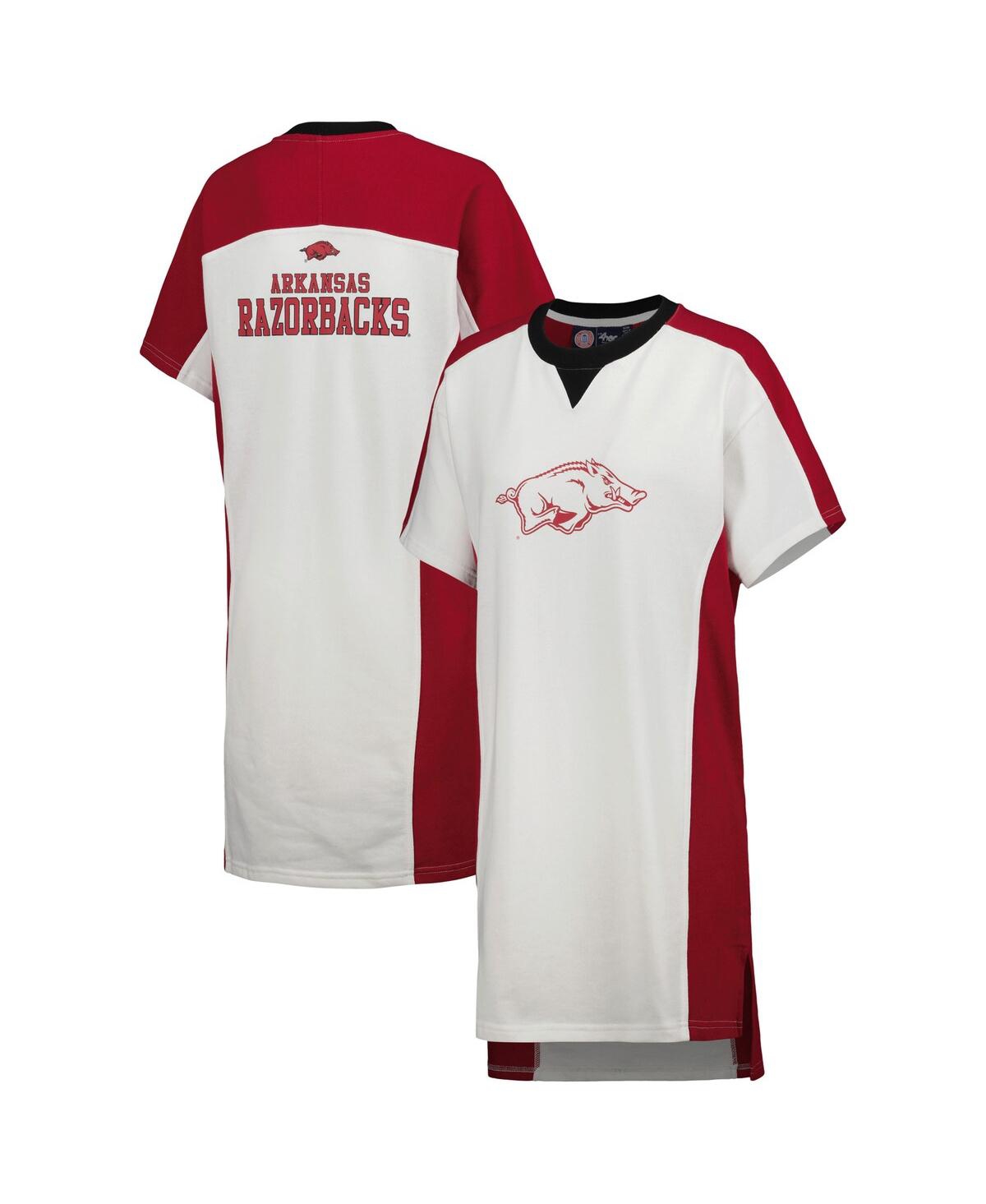 Shop G-iii 4her By Carl Banks Women's  White Arkansas Razorbacks Home Run T-shirt Dress