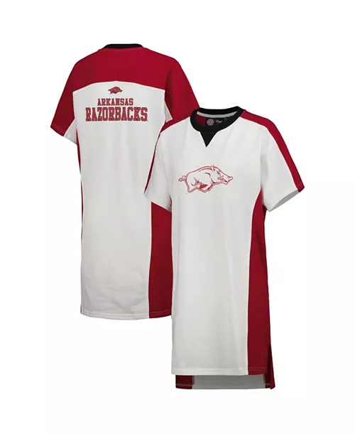 women's white arkansas razorbacks home run t-shirt dress