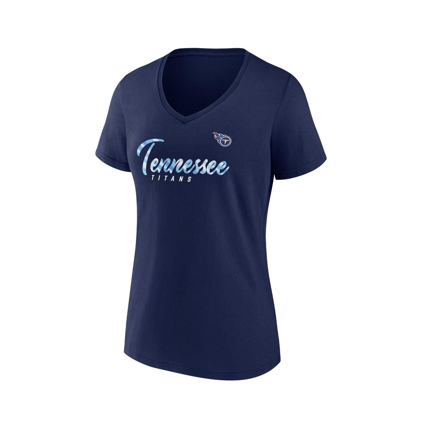 Женская футболка Fanatics Navy Tennessee Titans Shine Time V-Neck — фото 3