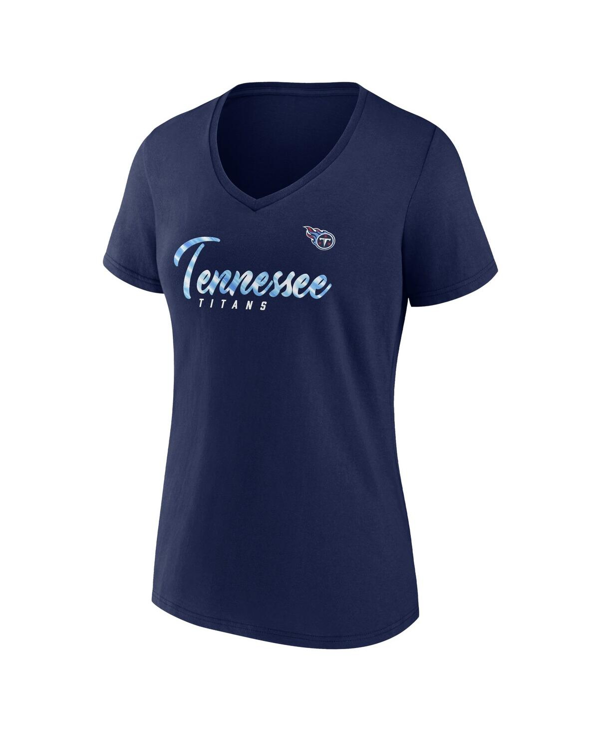 Fanatics Women's  Navy Tennessee Titans Shine Time V-neck T-shirt In Navy