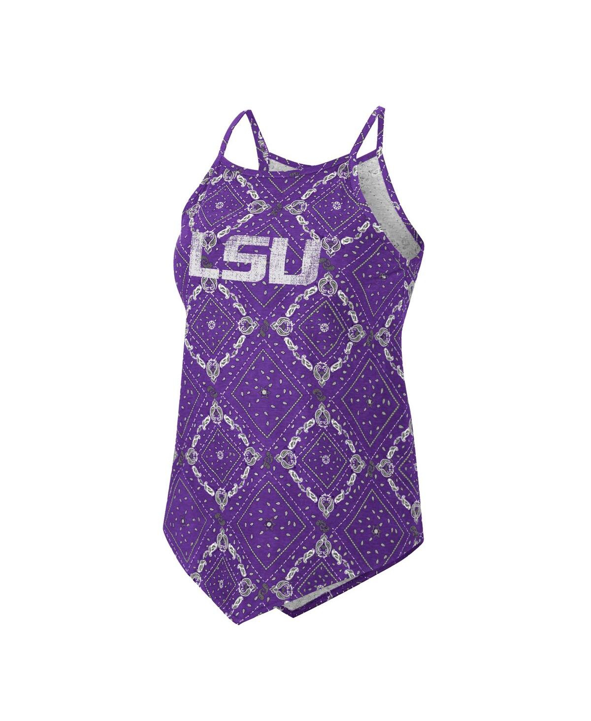 Colosseum Women's  X Wrangler Purple Distressed Lsu Tigers Bandana Tank Top In Purple