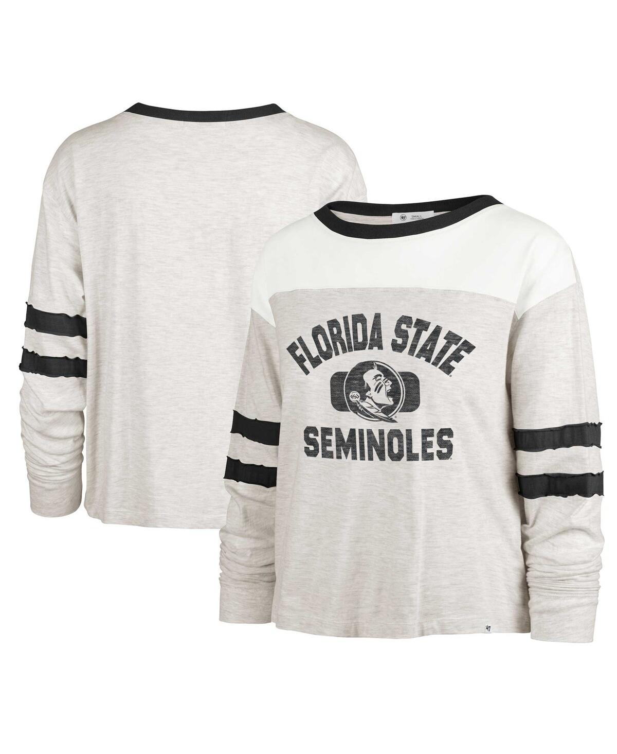 47 Brand Women's ' Oatmeal Distressed Florida State Seminoles All Class Lena Long Sleeve T-shirt