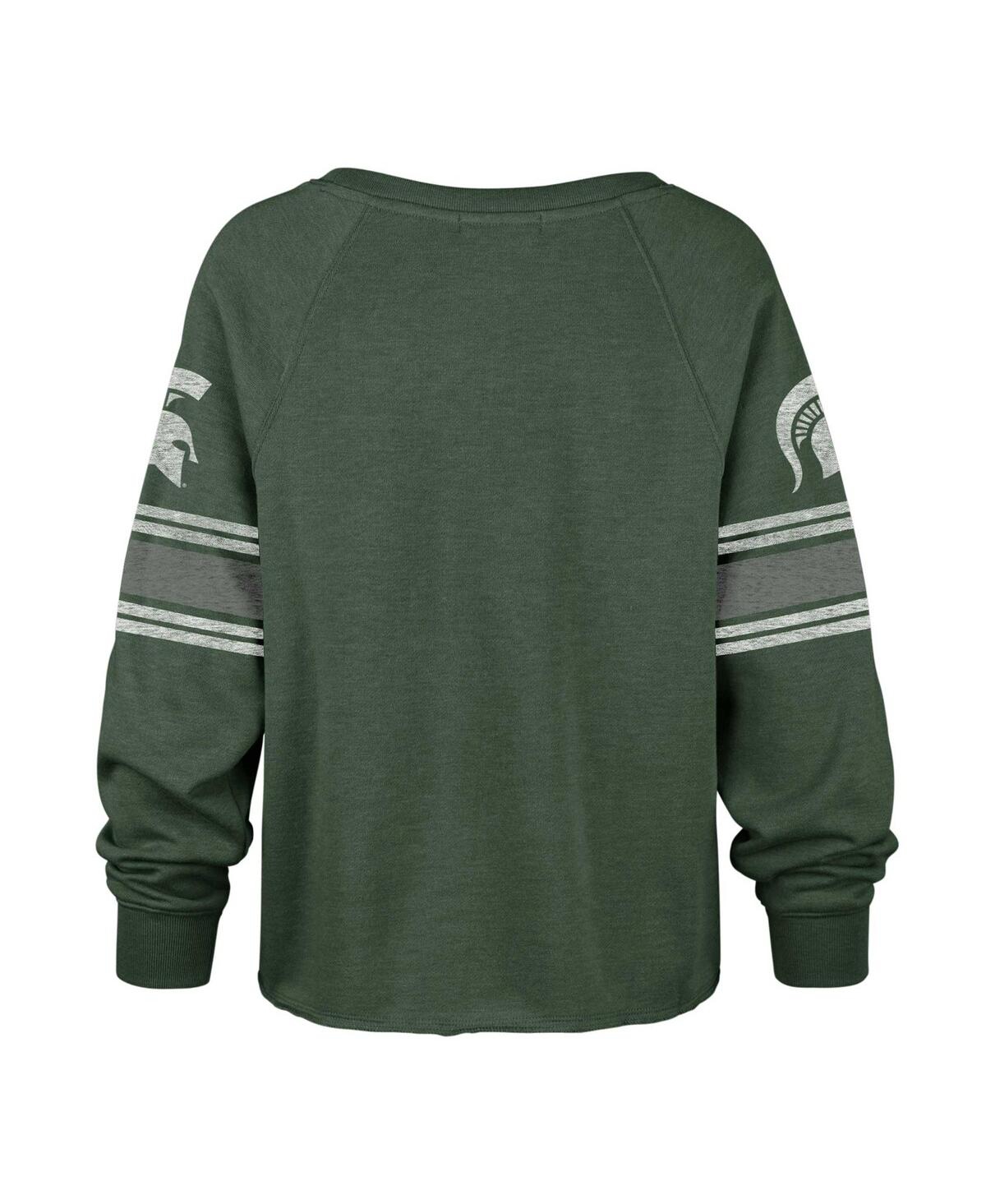 Shop 47 Brand Women's ' Green Distressed Michigan State Spartans Allie Modest Raglan Long Sleeve Cropped T