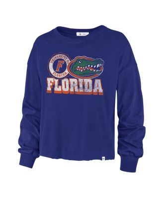 Women's Royal Distressed Florida Gators Bottom Line Parkway Long Sleeve T-shirt