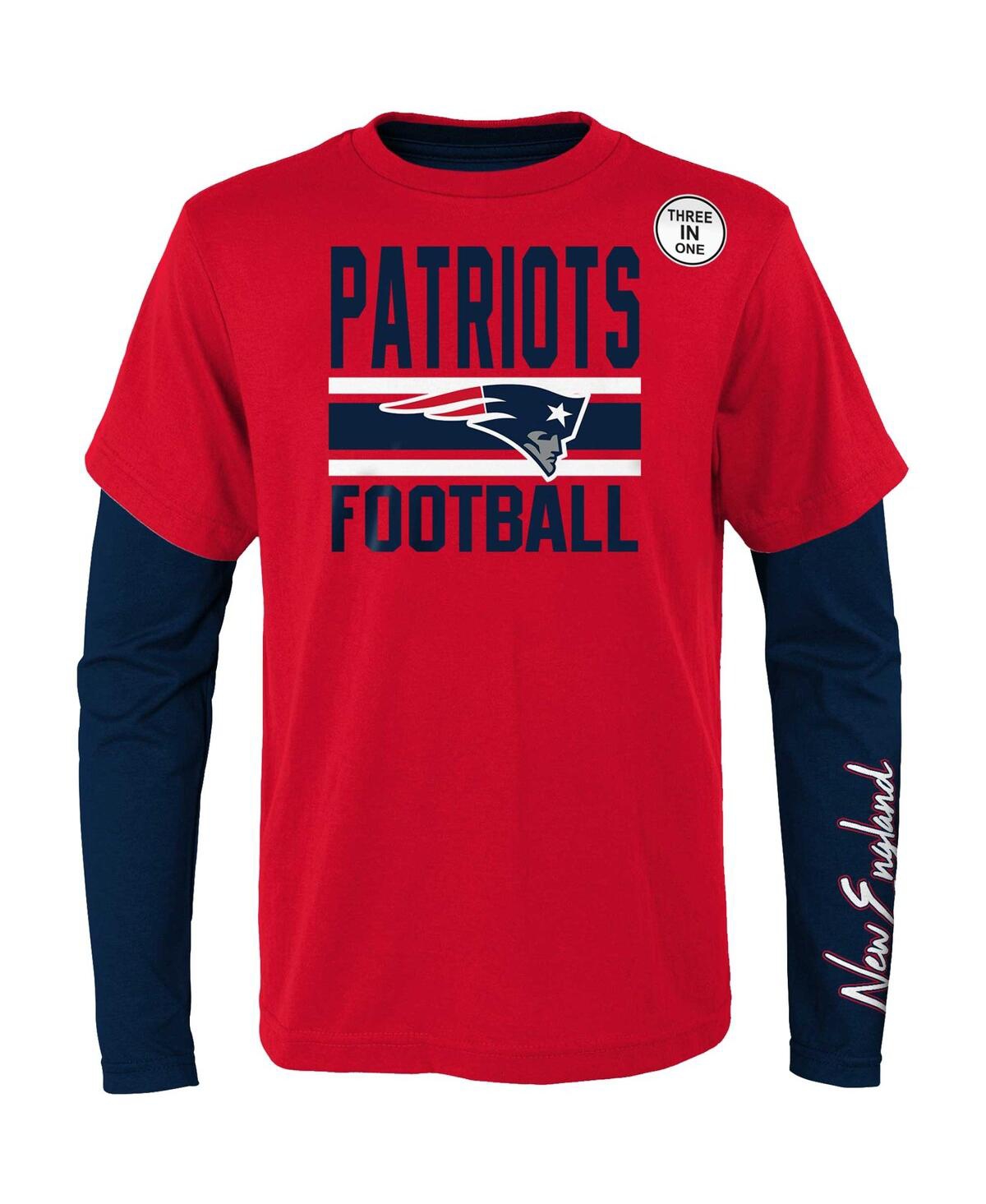 Shop Outerstuff Big Boys Red, Navy New England Patriots Fan Fave T-shirt Combo Set In Red,navy