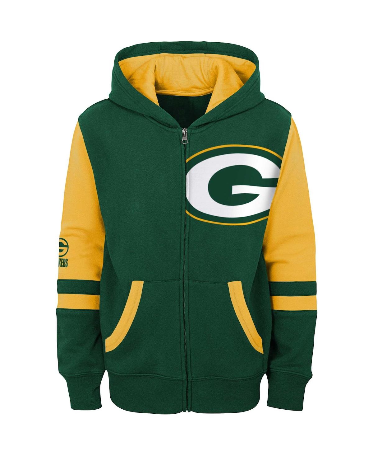 Outerstuff Big Boys Green Green Bay Packers Colorblock Full-zip Hoodie In Green