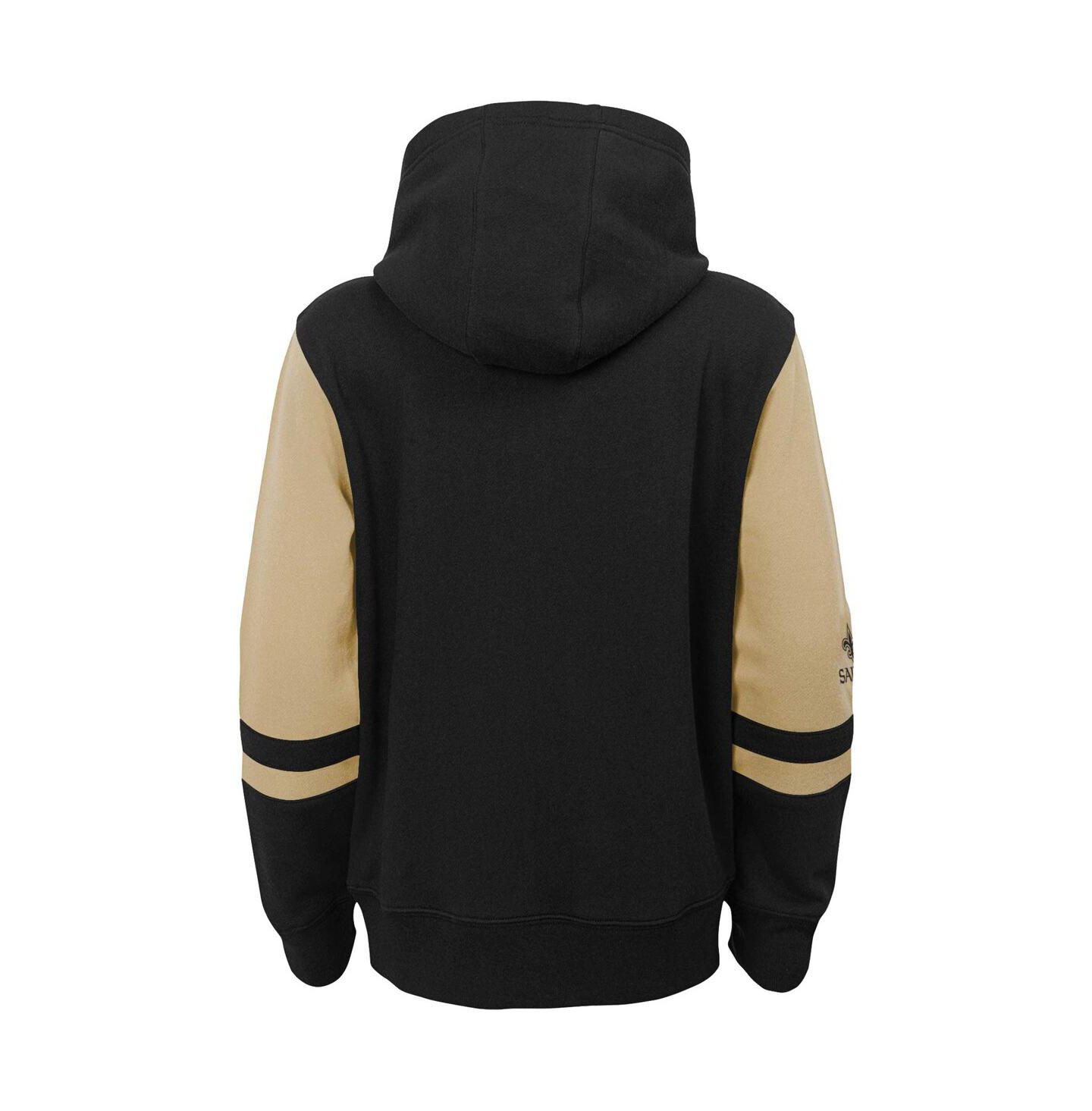 Худи Outerstuff Black New Orleans Saints Colorblock Full-Zip для мальчиков — фото 3
