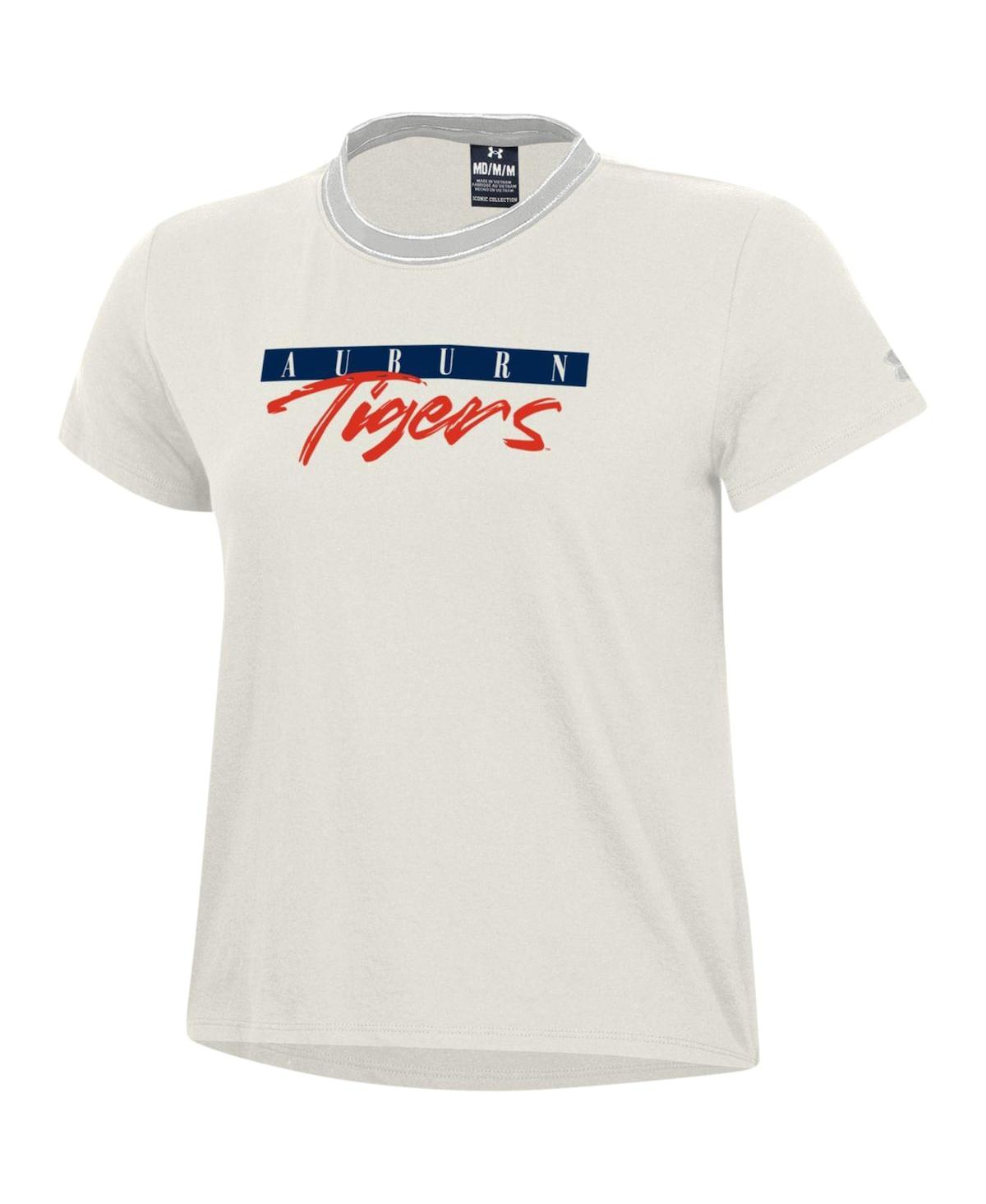 Shop Under Armour Women's  White Auburn Tigers Iconic T-shirt