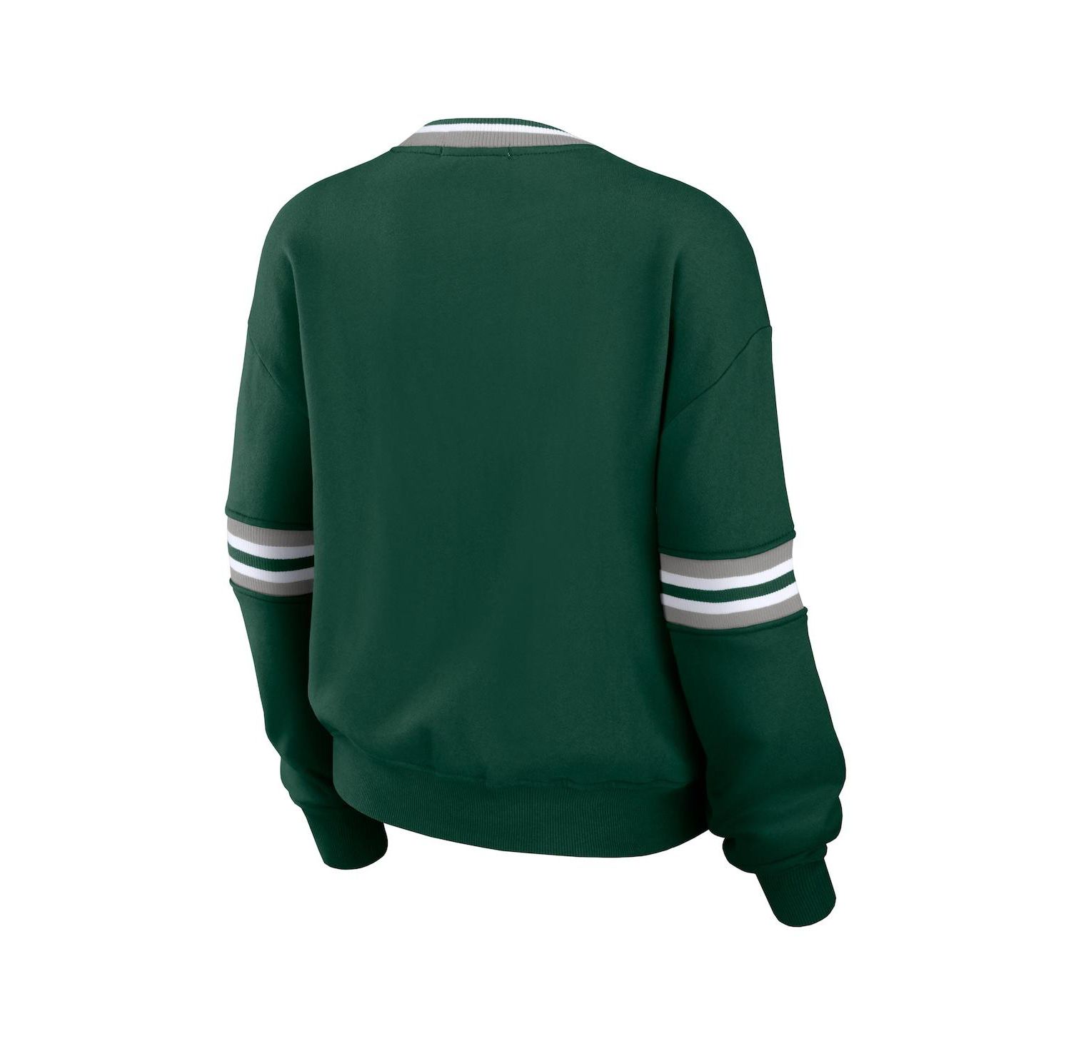Women's Forest Green Distressed Michigan State Spartans Vintage-Like Pullover Sweatshirt