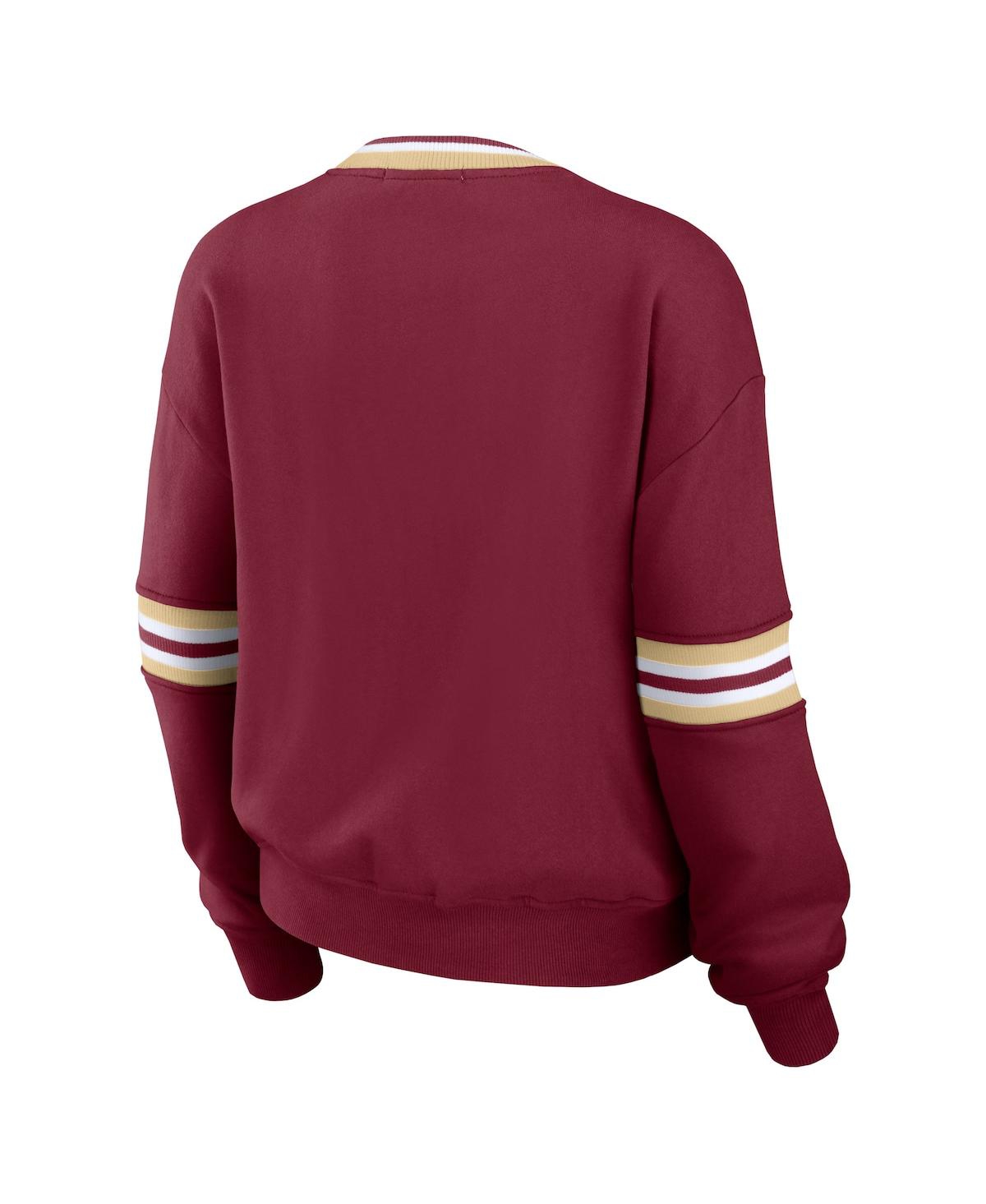 Shop Wear By Erin Andrews Women's  Crimson Distressed Oklahoma Sooners Vintage-like Pullover Sweatshirt