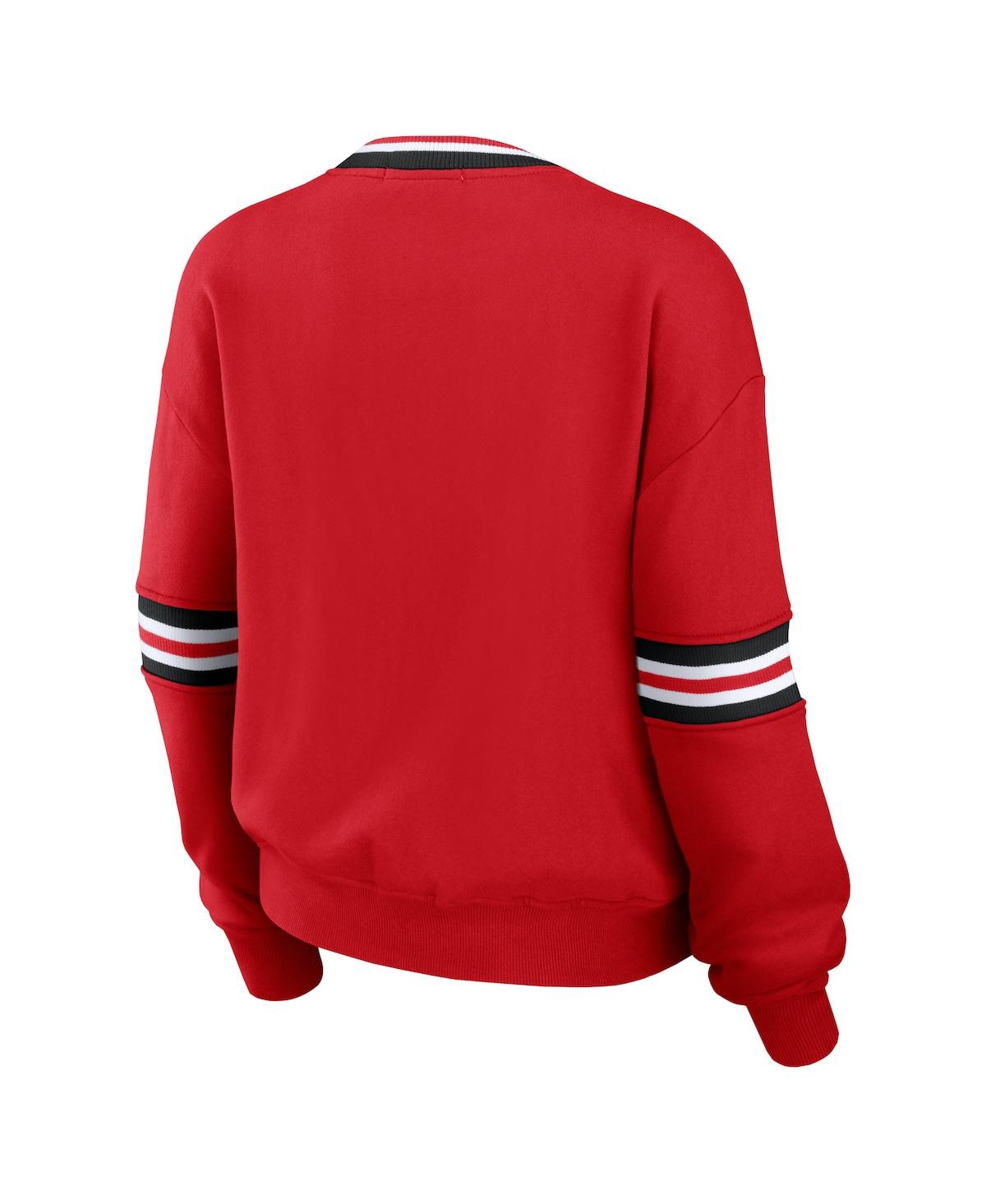 Shop Wear By Erin Andrews Women's  Red Distressed Nebraska Huskers Vintage-like Pullover Sweatshirt