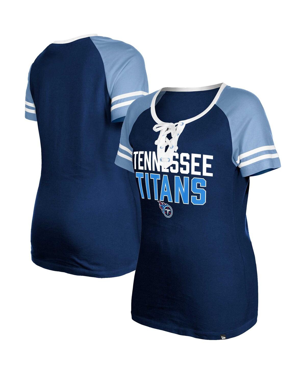 New Era Women's  Navy Tennessee Titans Raglan Lace-up T-shirt