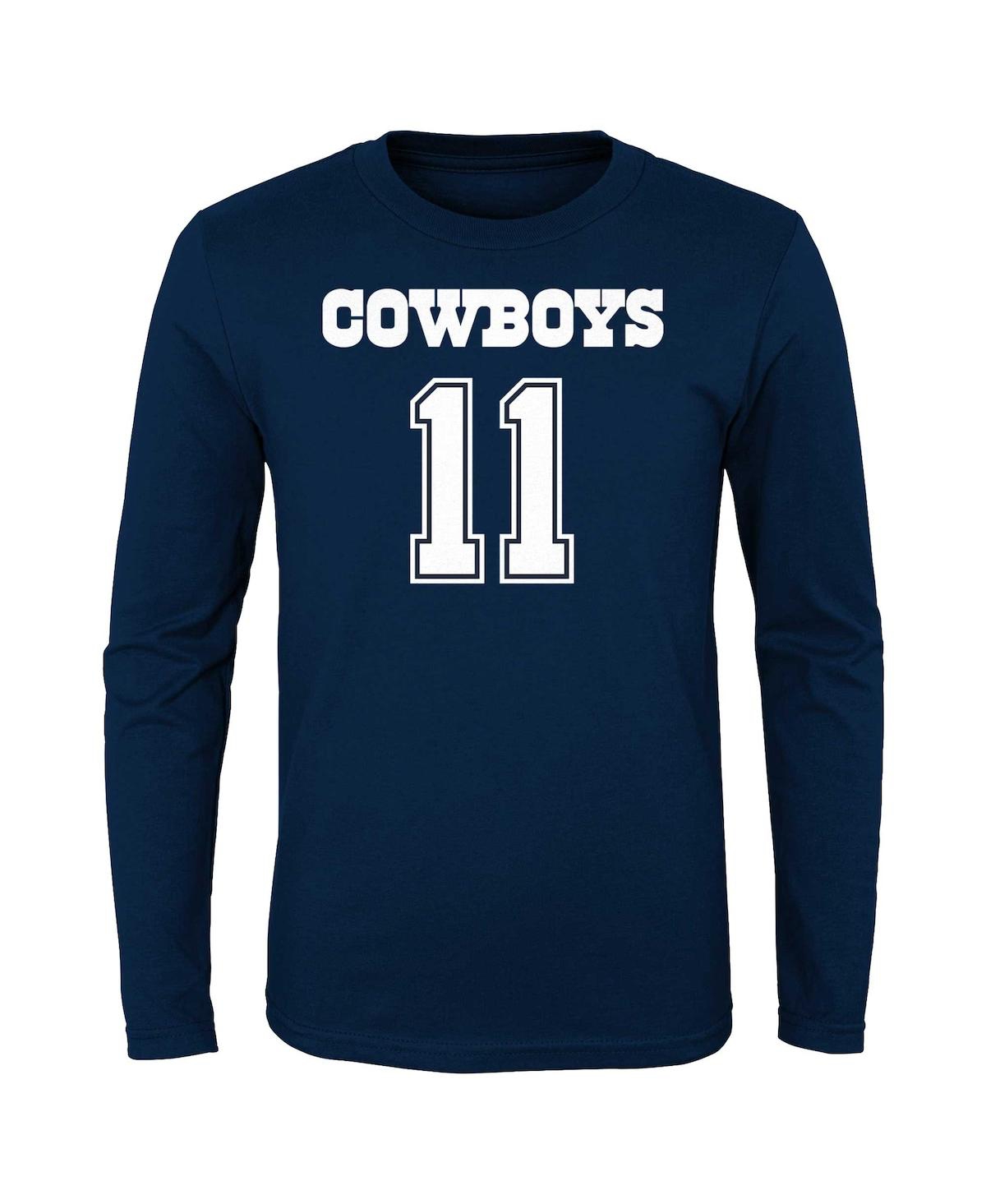 Outerstuff Big Boys Micah Parsons Navy Dallas Cowboys Mainliner Player Name And Number Long Sleeve T-shirt In Navy