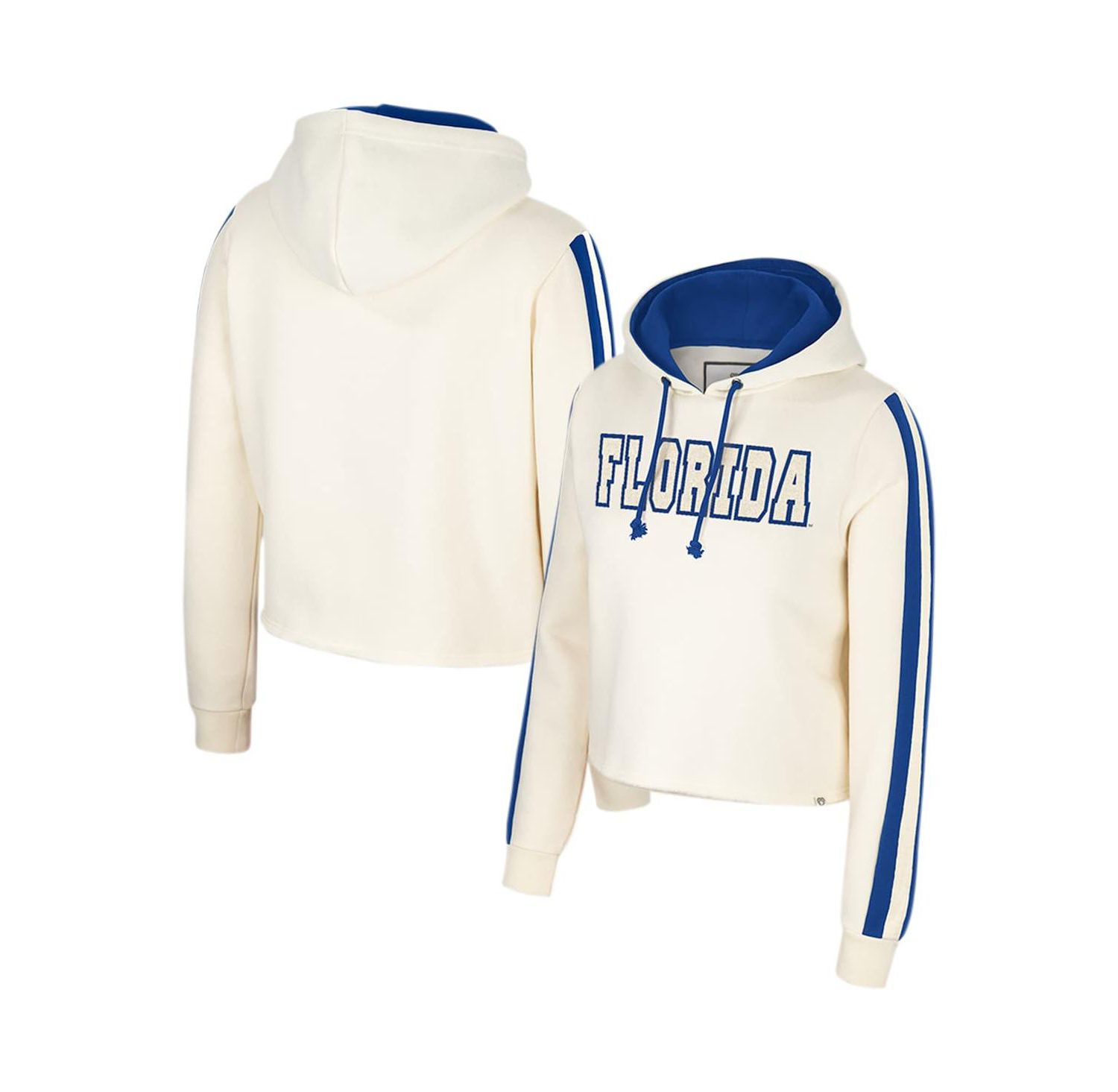 Women's Cream Florida Gators Perfect Date Cropped Pullover Hoodie