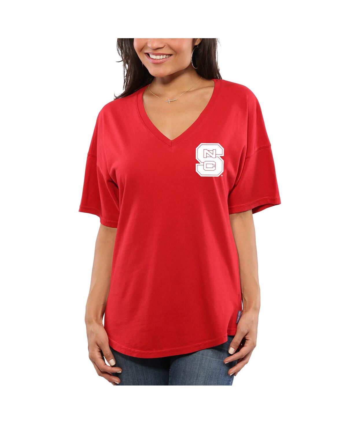 Shop Spirit Jersey Women's Red Nc State Wolfpack  Oversized T-shirt