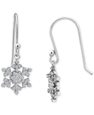 Snowflake Necklace & Earring Set - Sparkling Cubic Zirconia Gold/Silver Jewelry For Christmas & Winter