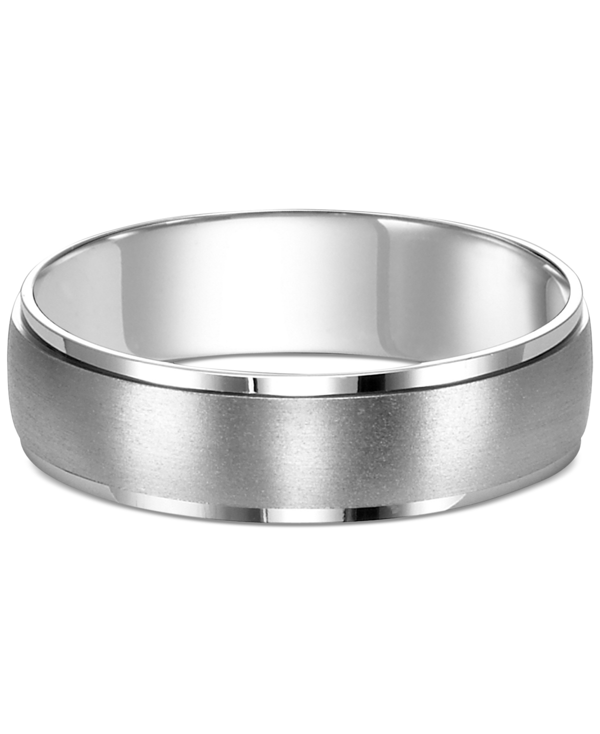 Shop Macy's Men's Low Dome Brushed Finish Comfort Fit Wedding Band In Platinum