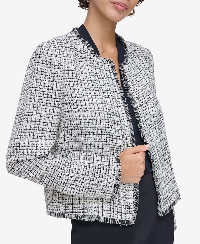 Calvin Klein Petite Tweed Open-Front Jacket - Macy's