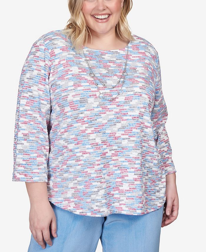 Alfred Dunner Plus Size Swiss Chalet Space Dye Texture Chenille Knit