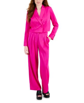 Lucy Paris Womens Sigrid Cropped Blazer Pleated Wide Leg Pants In Pink