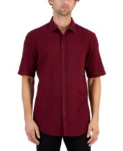 Red short sleeve discount button down shirt