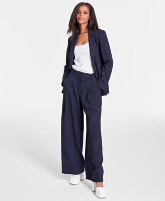 Bar Iii Womens Pinstriped Blazer Tank Top Pants Created For Macys In Pinstripe A