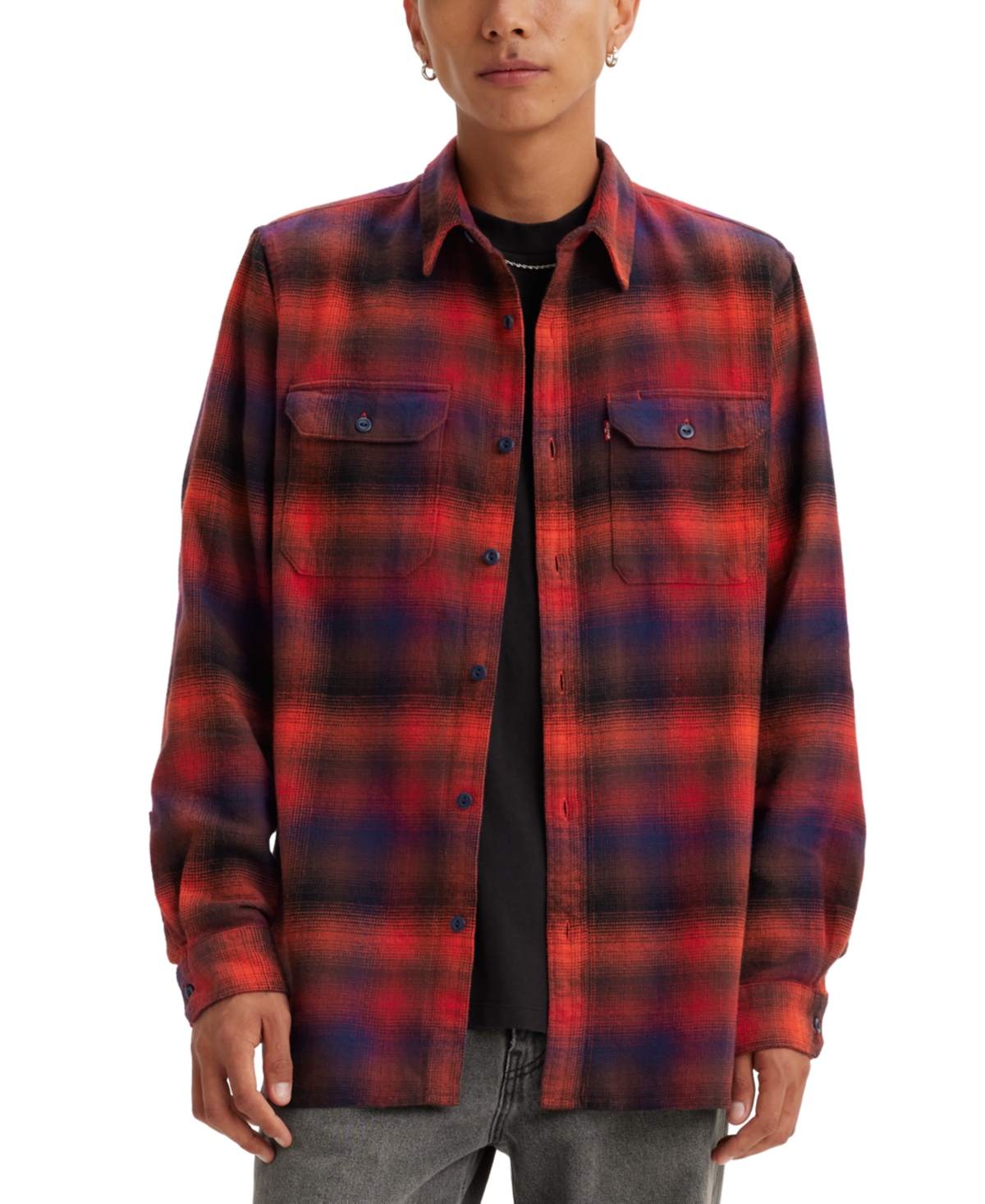 Shop Levi's Men's Premium Long Sleeve Woven Shirt In Jonty Plaid Valiant Poppy