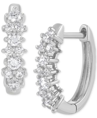 Lab Grown Small Diamond Hoop Earrings (1/2 ct. t.w.) in Sterling Silver or 14k Gold-Plated Sterling Silver