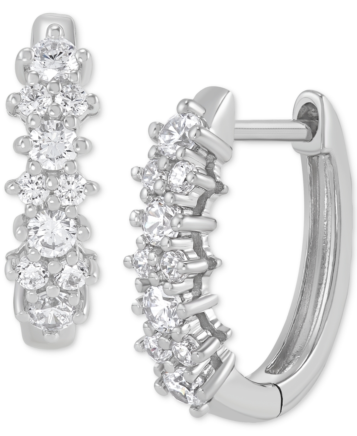 Lab Grown Small Diamond Hoop Earrings (1/2 ct. t.w.) in Sterling Silver, 0.5" - Sterling Silver