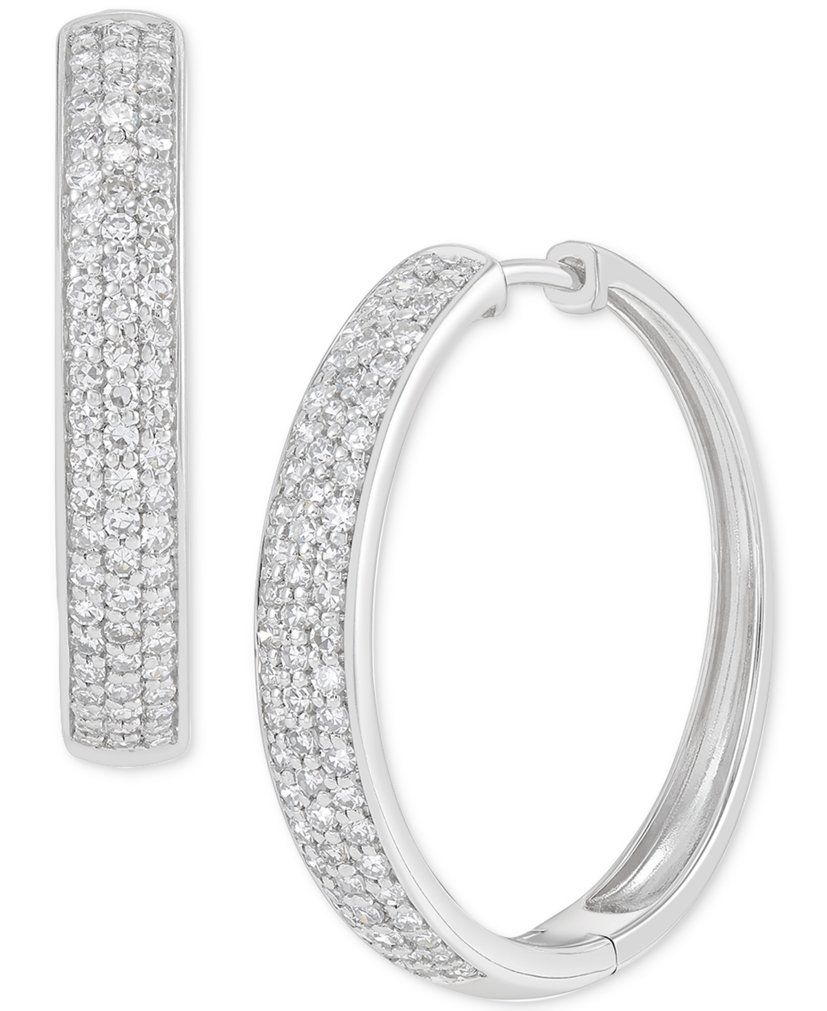 Lab Grown Small Diamond Hoop Earrings (1 ct. t.w.) in Sterling Silver, 1" - Sterling Silver