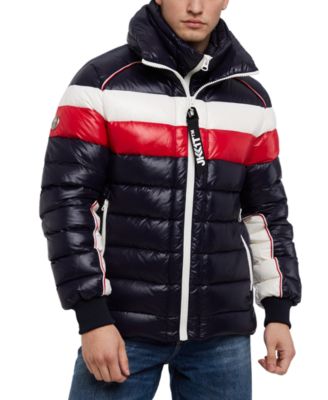 Jack1t - Men's Retro Racer Colorblocked Puffer Jacket