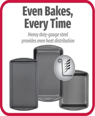 Good Cook 3 Pack 8X8 Baking Pan with 13" x 9" Bake Pan and 13" x 9" Cookie Sheet