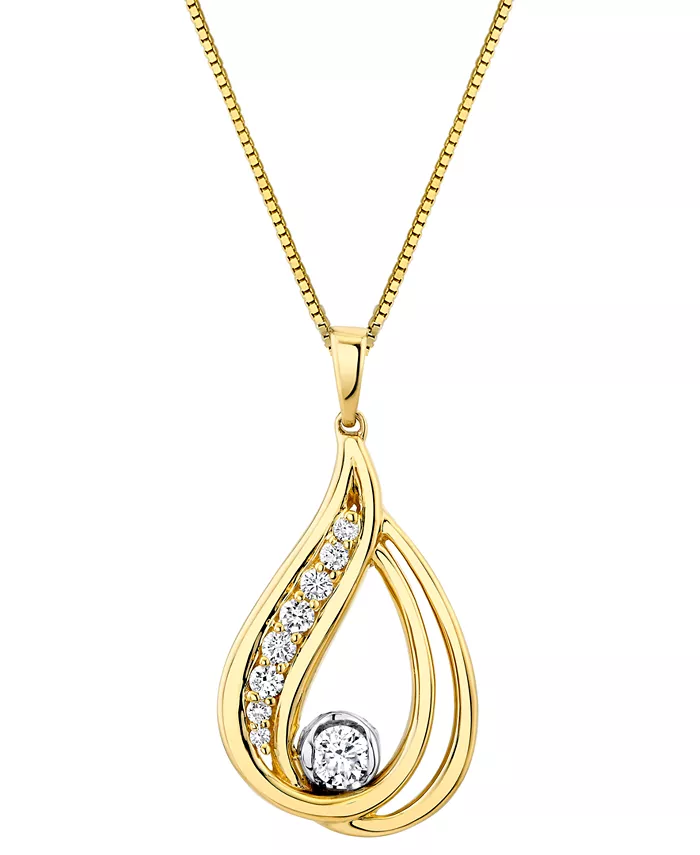 Sirena Diamond Double Loop Teardrop 18" Pendant Necklace (1/3 ct. t.w.) in 14k Two-Tone Gold