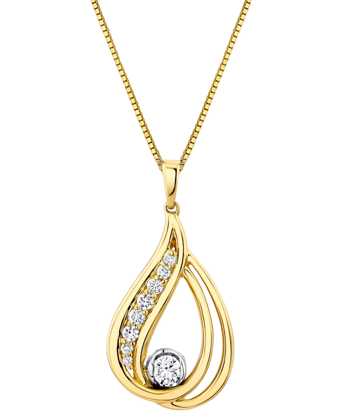 Diamond Double Loop Teardrop 18" Pendant Necklace (1/3 ct. t.w.) in 14k Two-Tone Gold - Two-Tone