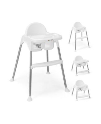 4-in-1 Convertible Baby High Chair with Removable Double Tray