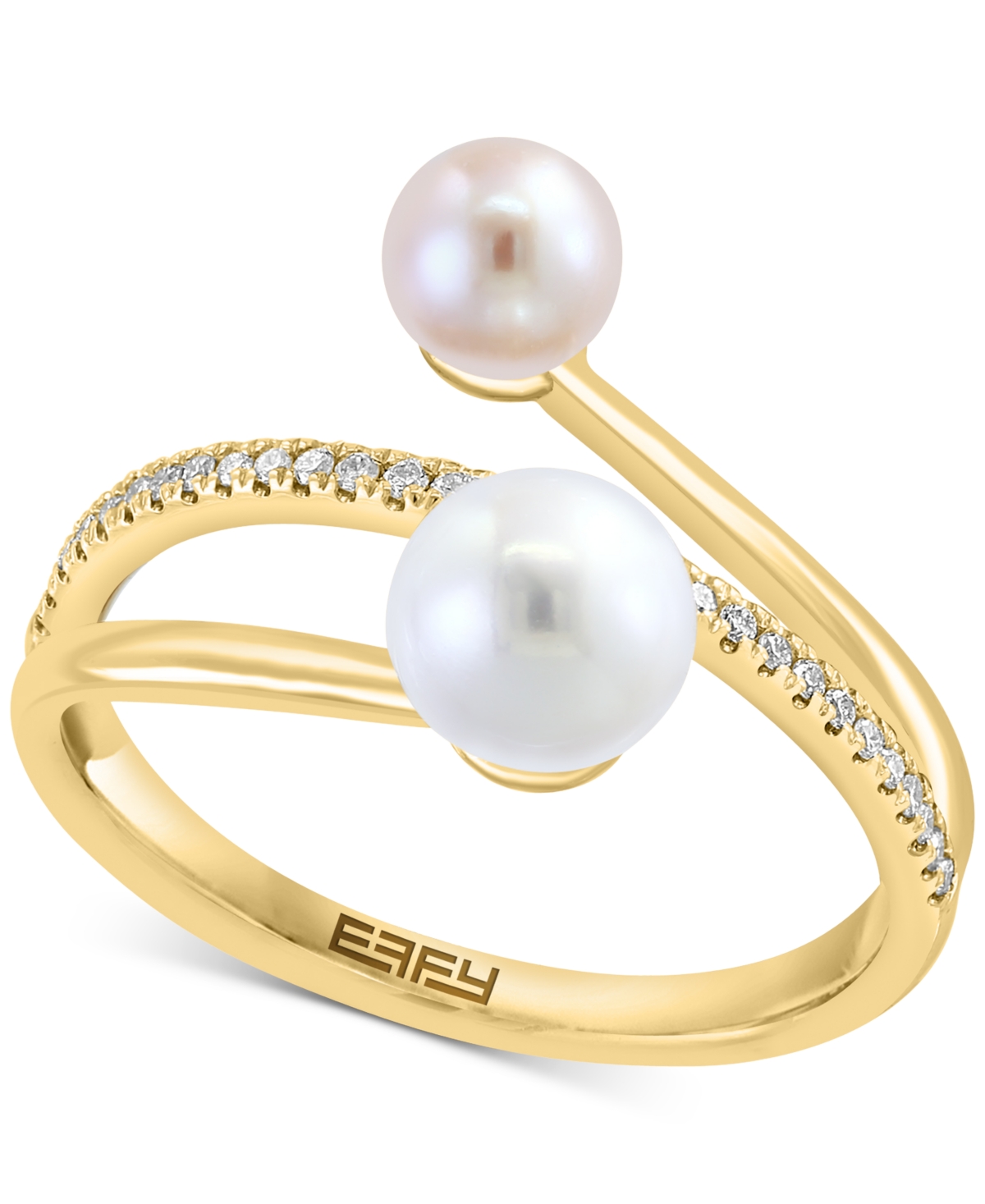 Effy Freshwater Pearl (5-6mm) & Diamond (1/10 ct. t.w.) Coil Ring in 14k Gold - K Gold