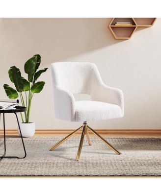 Mid-Century Modern Large Boucle Swivel Accent Arm Chair