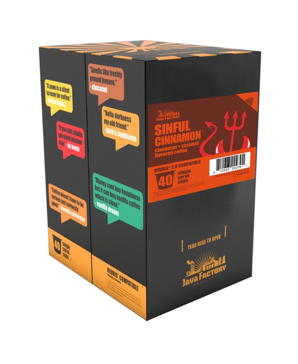Java Factory , Keurig 2.0 , Da Bomb Extra Bold Double Caffeinated Coffee Pods, 40 Count In Brown