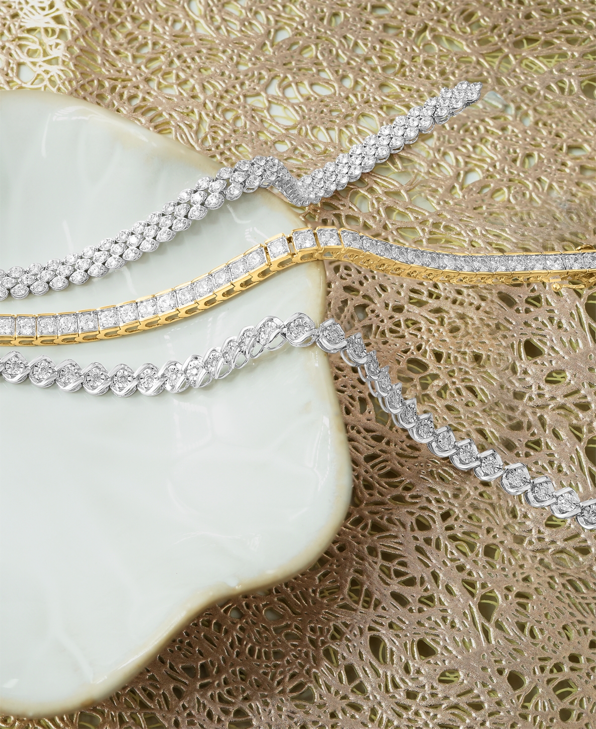 Diamond Three-Row Bracelet (4 ct. t.w.) in 14k White or Yellow Gold