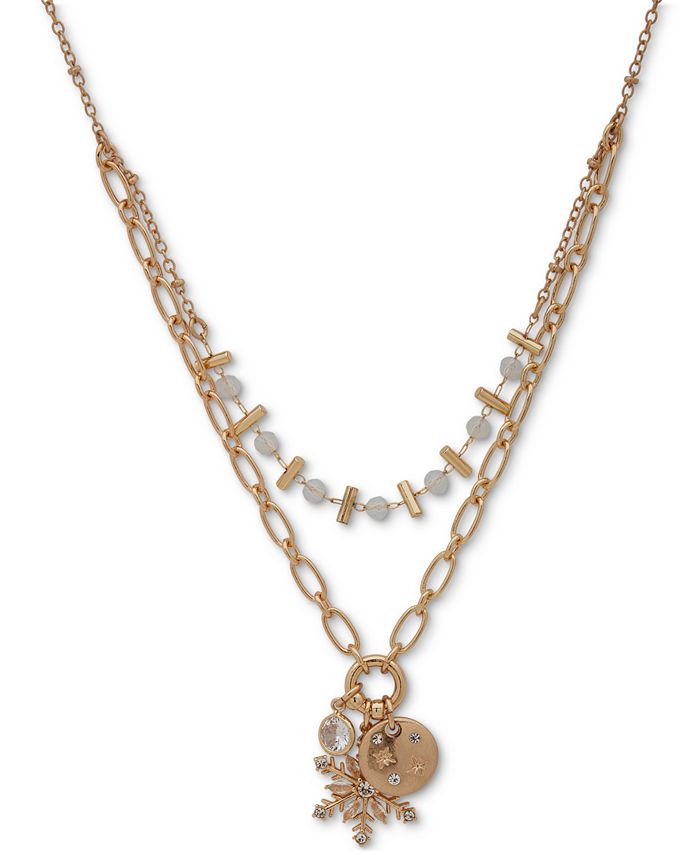 lonna & lilly Gold-Tone Crystal Snowflake Multi-Charm Layered Pendant ...