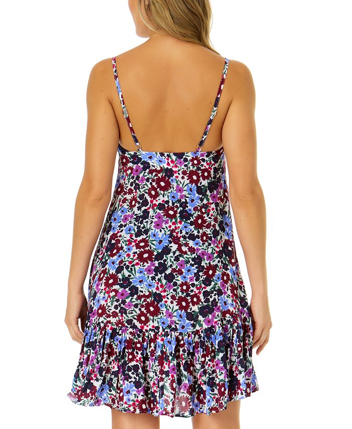 Anne Cole Women's Floral-Print Ruffle Cover-Up Dress - Macy's