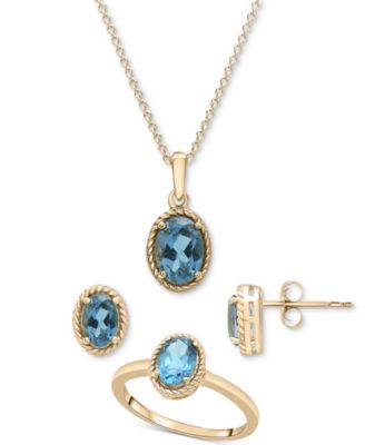 London Blue popular Topaz Silver Necklace/Earrings