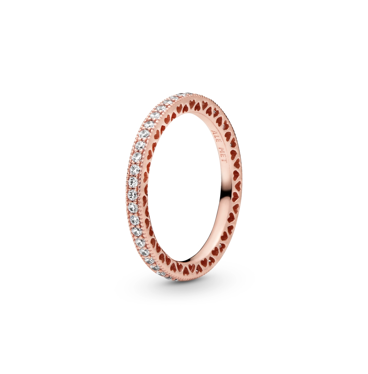 Pandora Cubic Zirconia Signature Sparkle Hearts Ring In Rose Gold