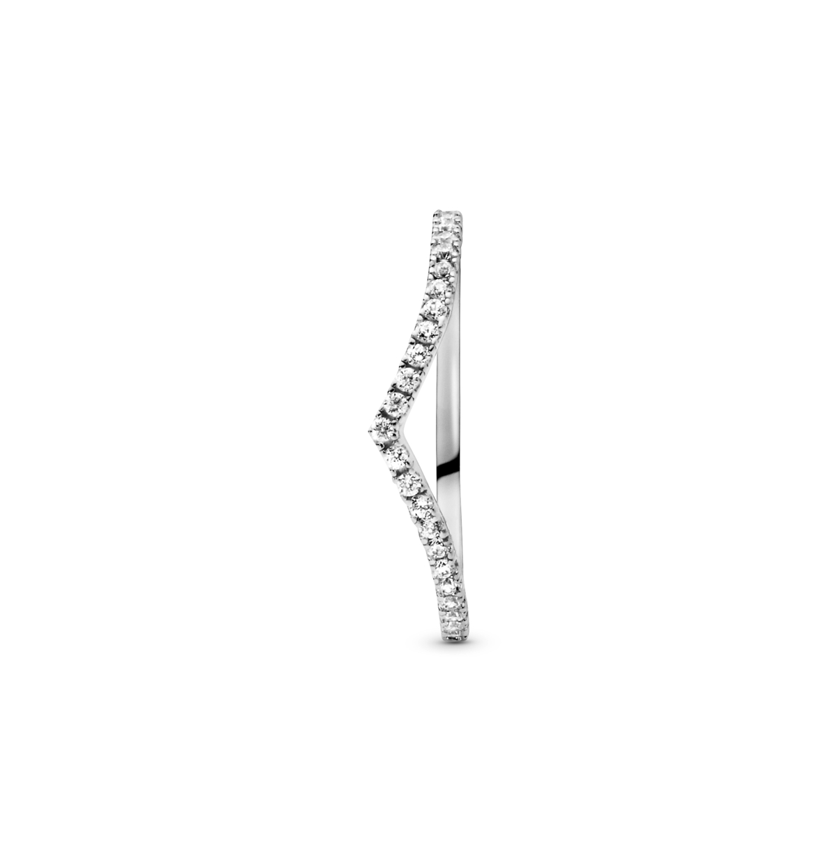 Pandora Cubic Zirconia Timeless Sparkling Wishbone Ring In Silver