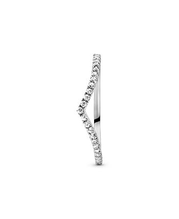 Pandora Cubic Zirconia Timeless Sparkling Wishbone Ring - Macy's