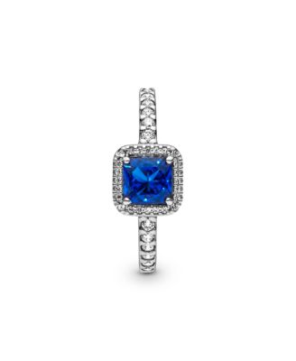 Pandora Cubic Zirconia Timeless Blue Square Sparkle Halo Ring