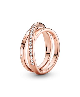 Cubic Zirconia Signature Crossover Pave Triple Band Ring