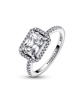 Cubic Zirconia Timeless Rectangular Sparkling Halo Ring